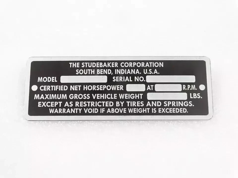 DATA PLATE VINTAGE STUDEBAKER MODEL 1946-49 |Fit For DATA PLATE VINTAGE STUDEBAKER MODEL 1946-49 |Fit For