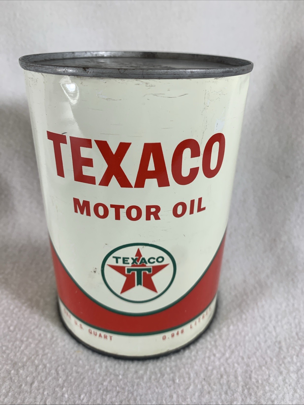 Vintage 1966 Texaco 10W Motor Oil Full One Quart Metal Can Vintage 1966 Texaco 10W Motor Oil Full One Quart Metal Can