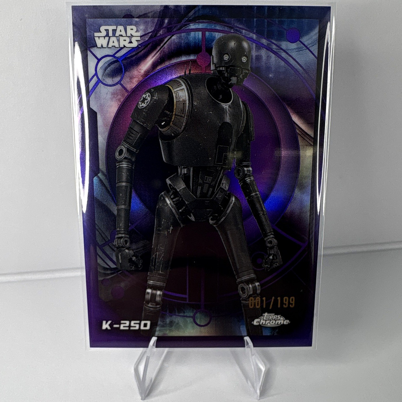 Topps 2024 Topps Chrome Star Wars K-2SO #121 Purple Parallel 001/199