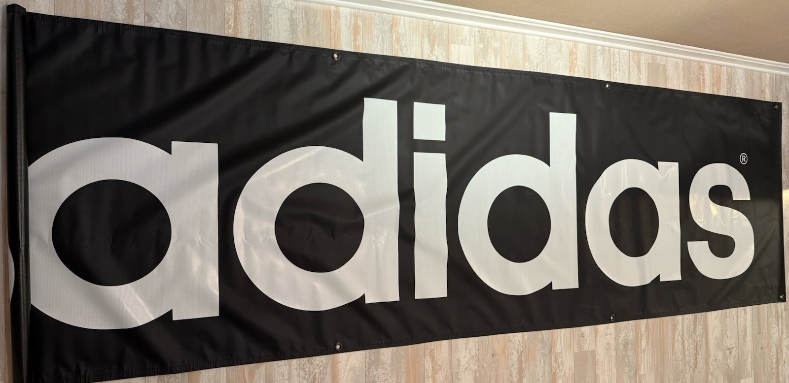 Huge Adidas Banner Black And White 10’ By 34” Double Sided Huge Adidas Banner Black And White 10’ By 34” Double Sided