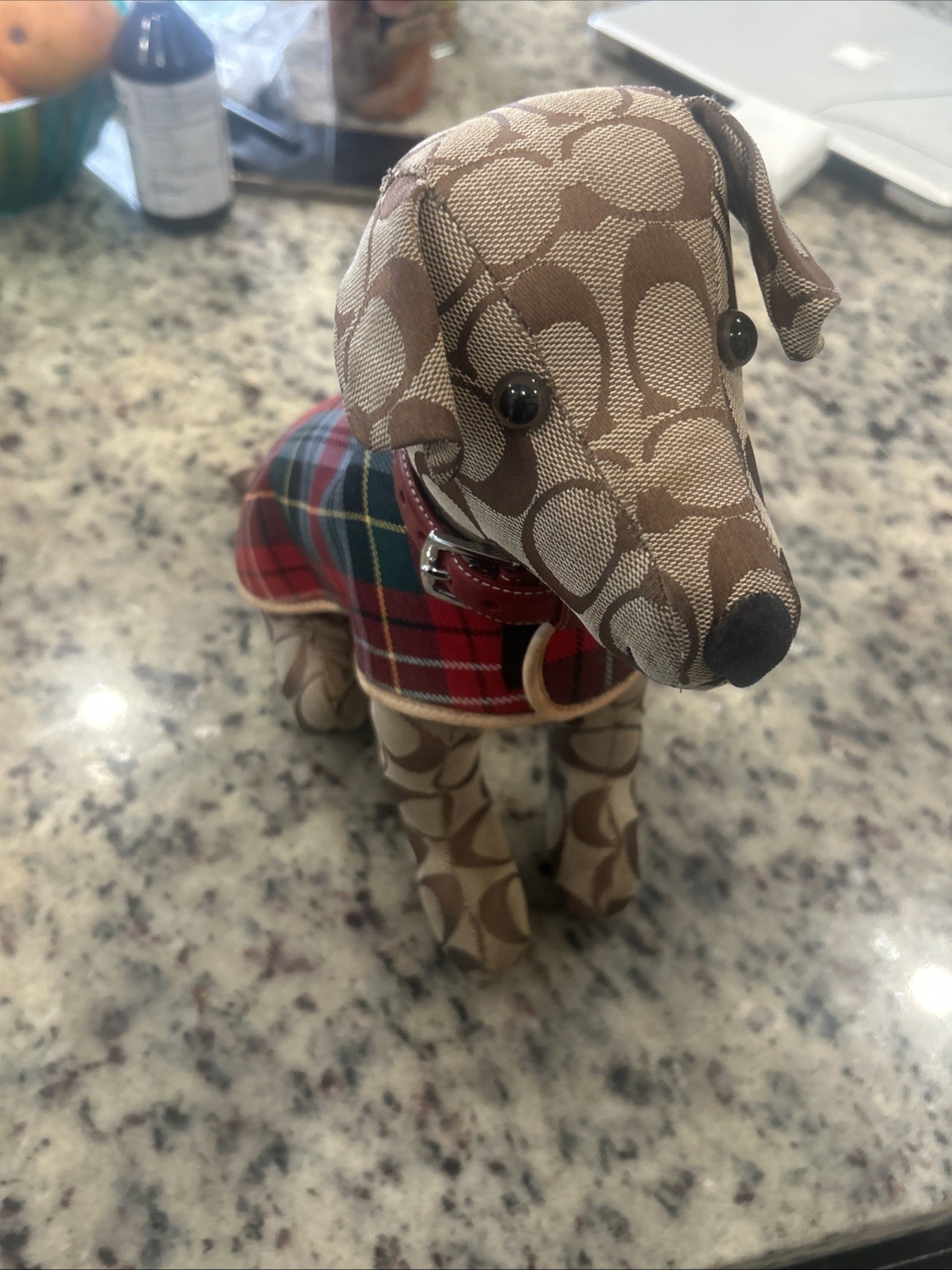 NWT Coach Khaki Signature Stuffed/Collectible Dog 8443 with Plaid Cape NWT Coach Khaki Signature Stuffed/Collectible Dog 8443 with Plaid Cape