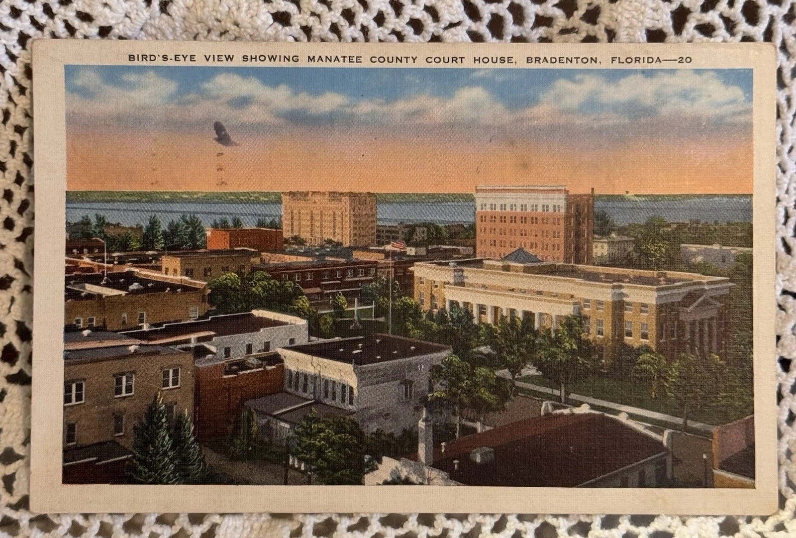 Vintage 1941 Bradenton FL Manatee County Court House Linen Postcard Posted Vintage 1941 Bradenton FL Manatee County Court House Linen Postcard Posted