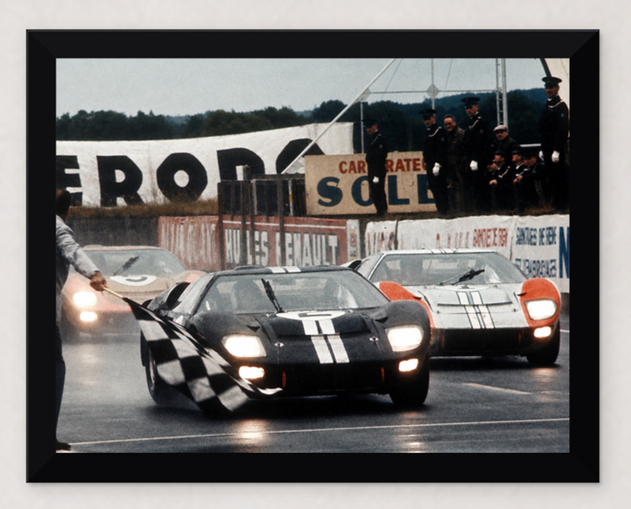 FRAMED 1966 LEMANS FORD WINS 1-2-3 FINISH - 11X8.5 HIGH RESOLUTION PRINT FRAMED 1966 LEMANS FORD WINS 1-2-3 FINISH - 11X8.5 HIGH RESOLUTION PRINT