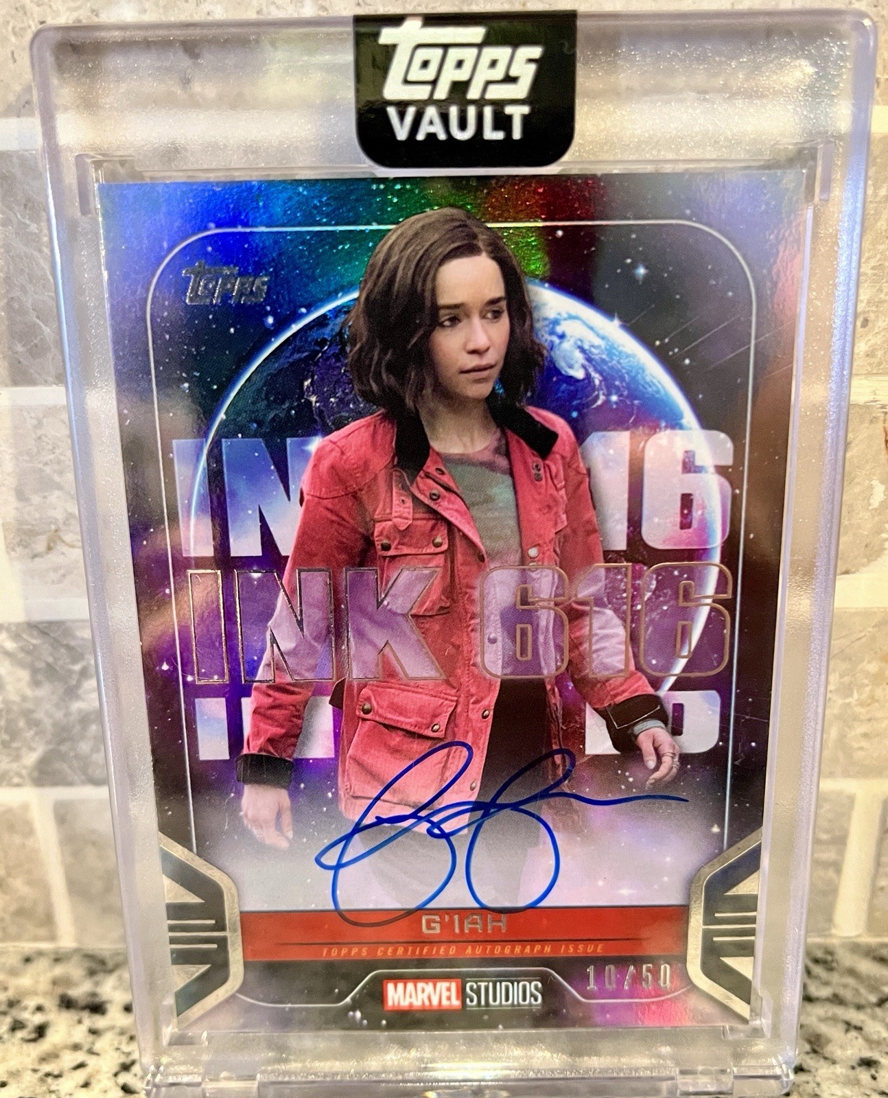 G'IAH Emilia Clarke 2026 TOPPS MARVEL VAULT INK-616 AUTO /50 INK-EC 10/50