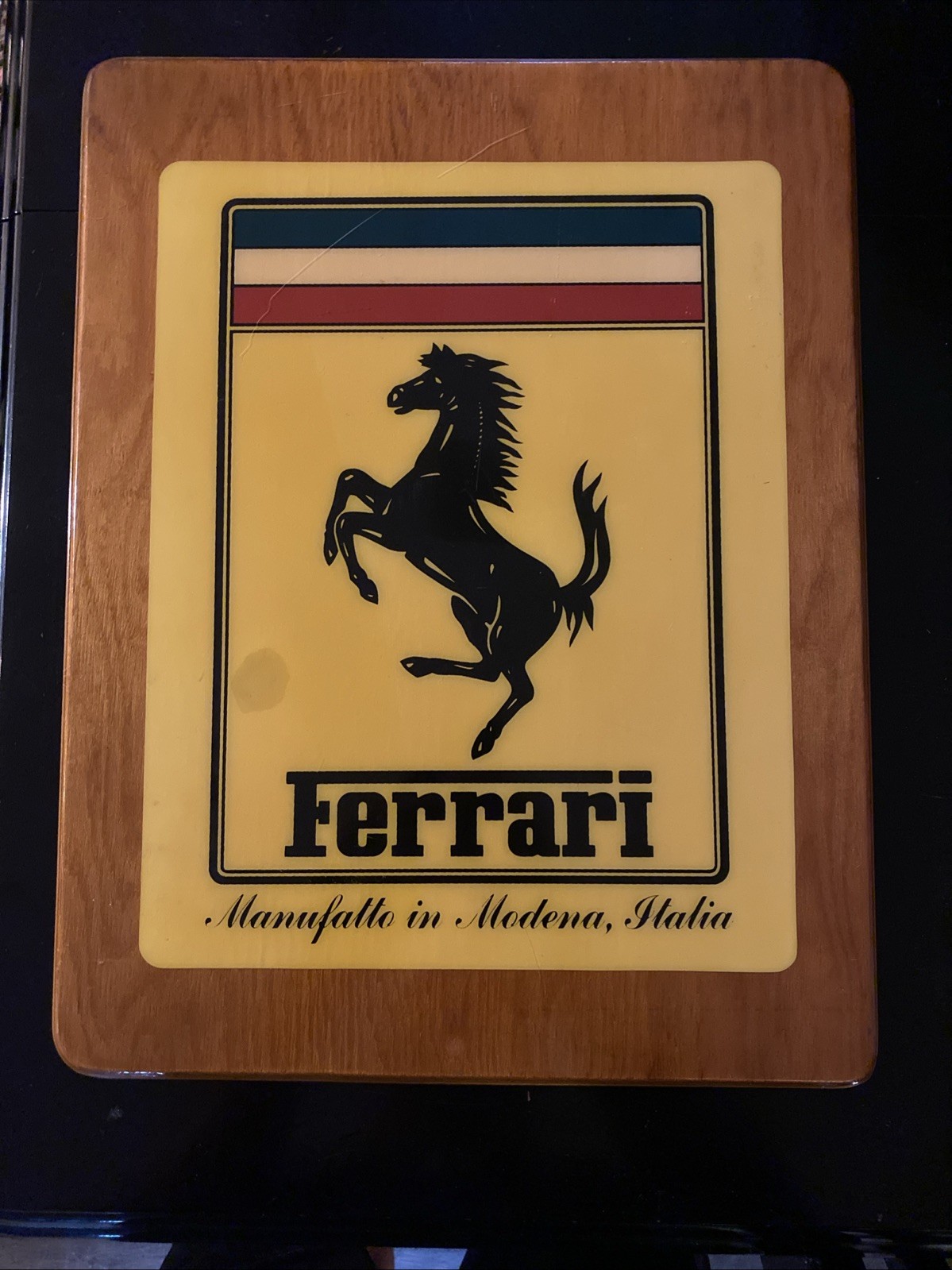 Vintage Ferrari Wood Wall Plaque Sign 17.5” Prancing Horse Modena Italy Racing Vintage Ferrari Wood Wall Plaque Sign 17.5” Prancing Horse Modena Italy Racing