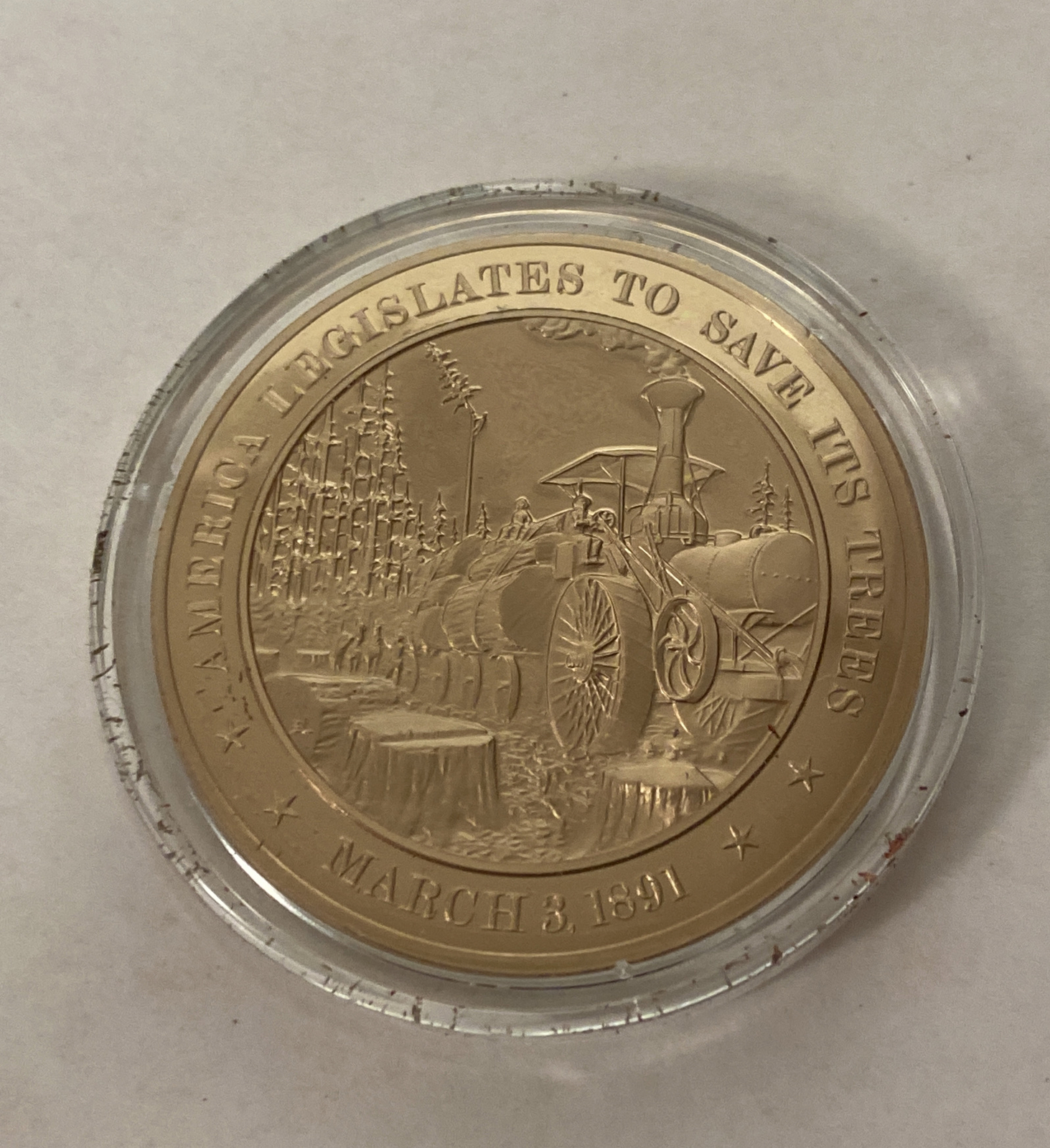 1891 America Legislates to Save Its Trees Mint Solid Bronze Commemorative Coin 1891 America Legislates to Save Its Trees Mint Solid Bronze Commemorative Coin