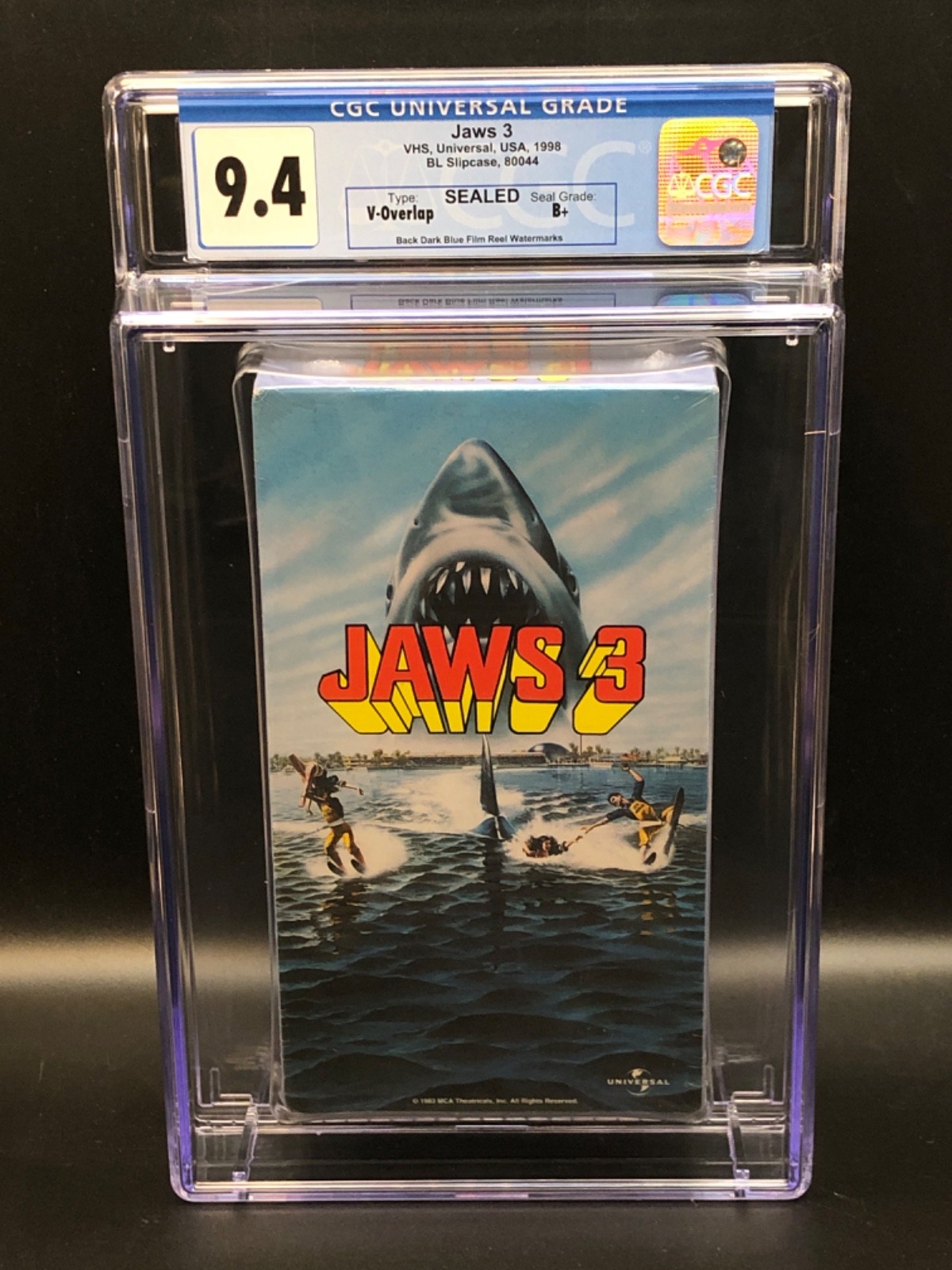 Jaws 3 VHS Universal (1983) - 1998 VHS - CGC 9.4 SEALED - Grade B+ Watermarks Jaws 3 VHS Universal (1983) - 1998 VHS - CGC 9.4 SEALED - Grade B+ Watermarks