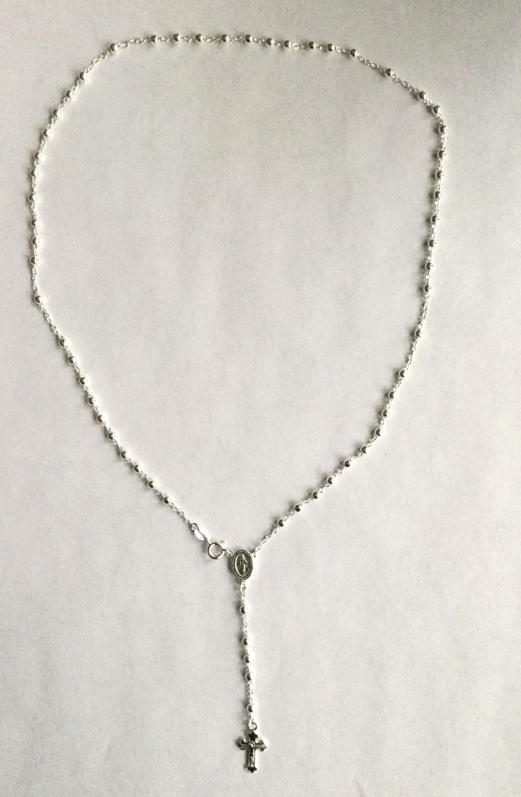 925 STERLING SILVER ITALIAN ROSARY 20" / ROSARIO DE PLATA ESTERLINA 925 20" 925 STERLING SILVER ITALIAN ROSARY 20" / ROSARIO DE PLATA ESTERLINA 925 20"