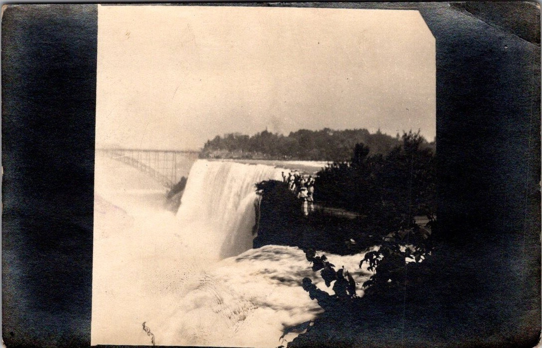Waterfall and Bridge RPPC c1915 Postcard
