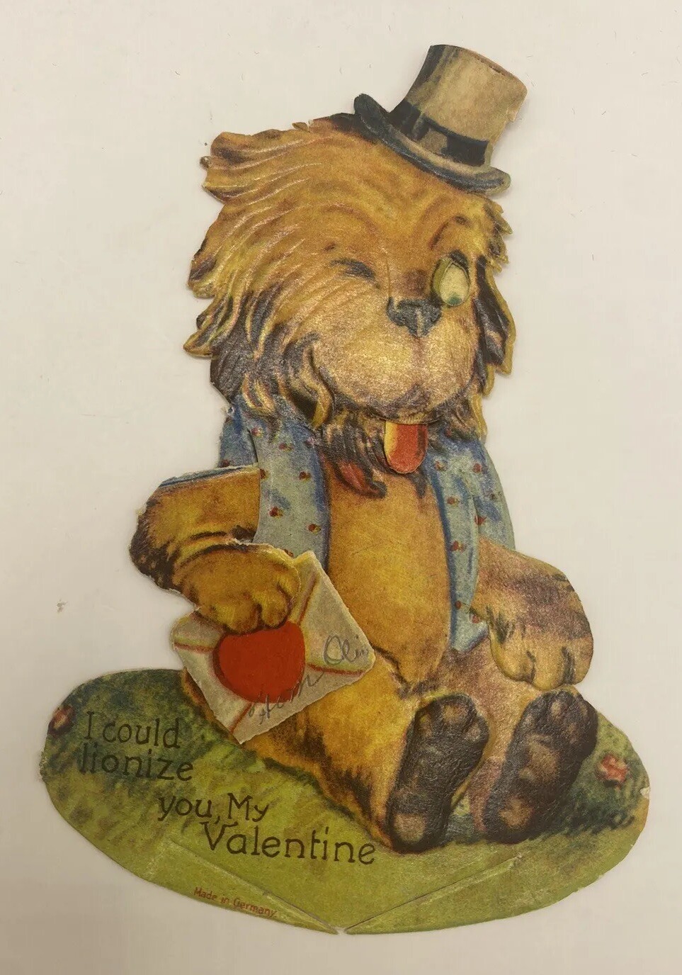 Antique Lion Valentine German Mechanical Circus Card Standee Holiday Cat Moving Antique Lion Valentine German Mechanical Circus Card Standee Holiday Cat Moving