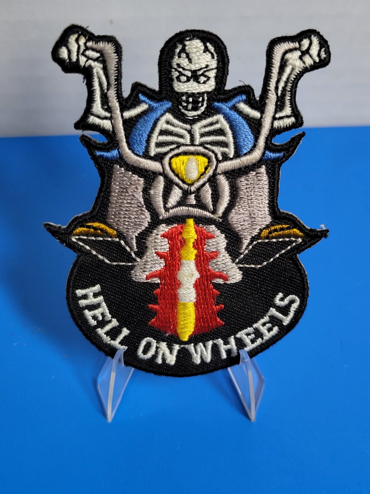 Hell On Wheels Skeleton Riding Motorcycle Patch Hell On Wheels Skeleton Riding Motorcycle Patch