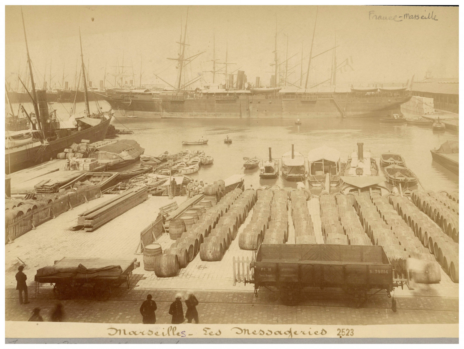 France, Marseille, Quai et Bassin de la Joliette Albumen Print 20.5x27 France, Marseille, Quai et Bassin de la Joliette Albumen Print 20.5x27