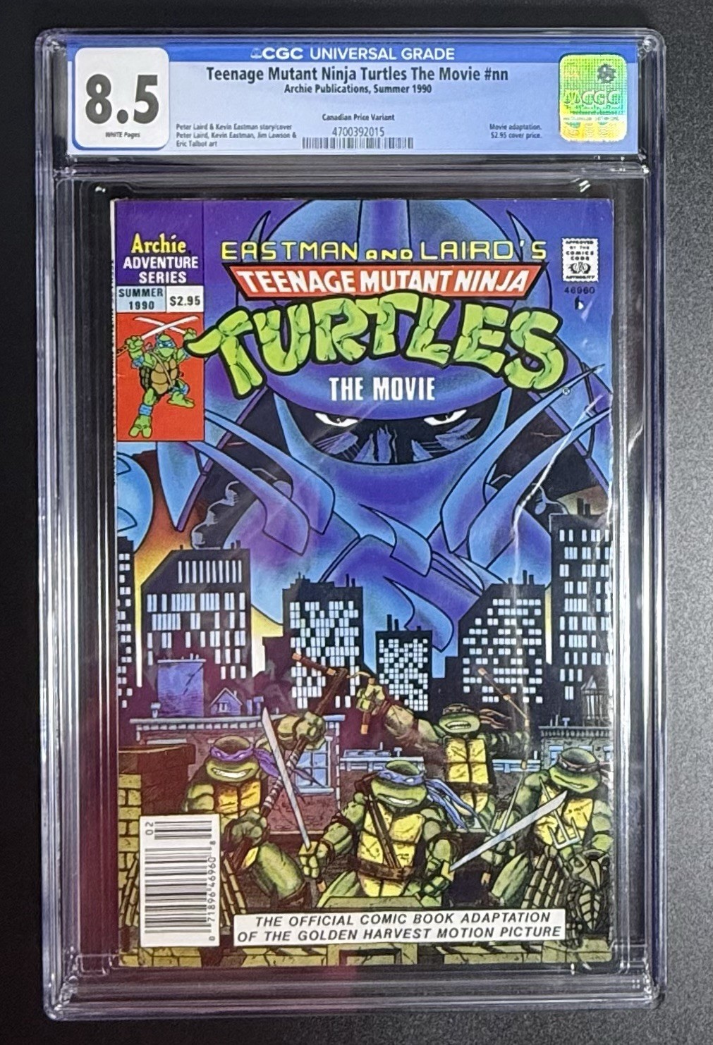 VERY RARE 1990 TEENAGE MUTANT NINJA TURTLES MOVIE CANADIAN PRICE VARIANT CGC 8.5 VERY RARE 1990 TEENAGE MUTANT NINJA TURTLES MOVIE CANADIAN PRICE VARIANT CGC 8.5