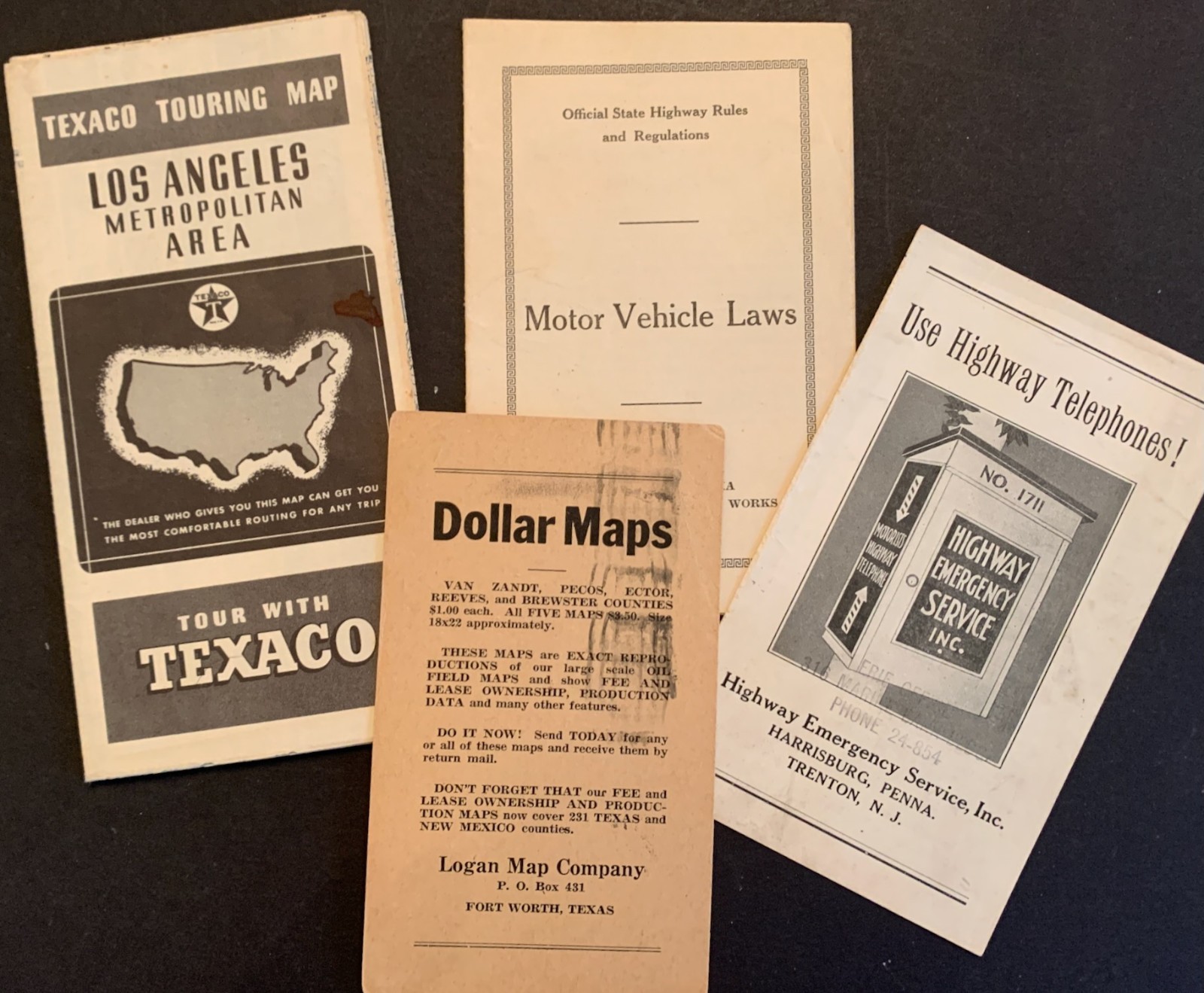 Driving & Highway Auto Car Ephemera 1924-1938 Maps Roadside Telephones & Laws Driving & Highway Auto Car Ephemera 1924-1938 Maps Roadside Telephones & Laws