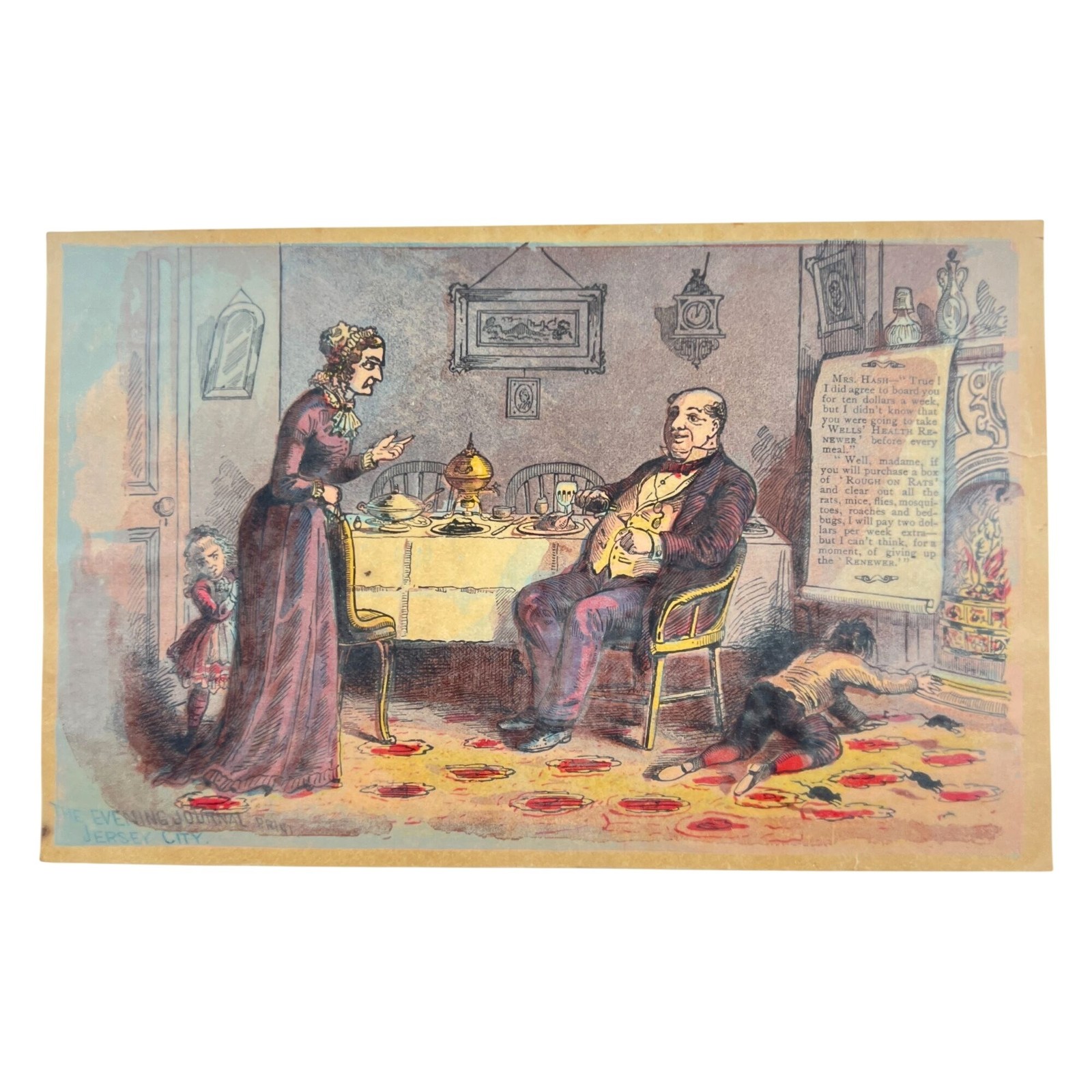 Antique 1880s ROUGH ON RATS Trade Card Flyer Ephraim S Wells Jersey City, NJ Antique 1880s ROUGH ON RATS Trade Card Flyer Ephraim S Wells Jersey City, NJ