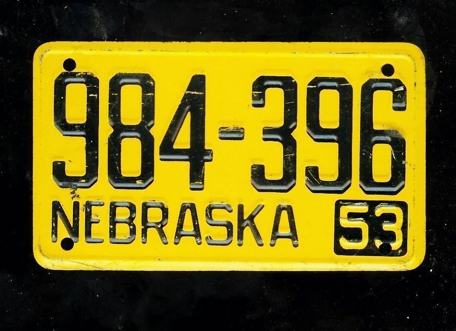 1953 Wheaties cereal premium license plate - Nebraska 1953 Wheaties cereal premium license plate - Nebraska