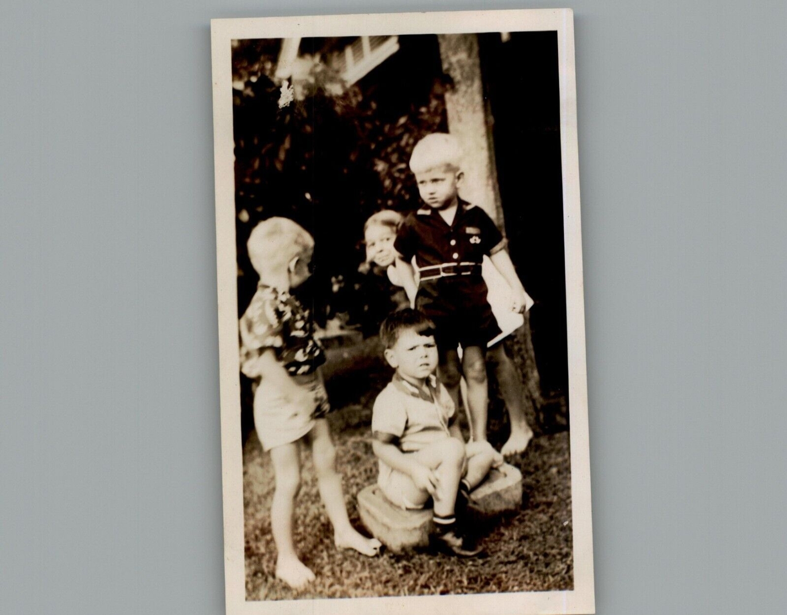 Antique 1940's Boys Appearing to have an Argument - Black & White Photography