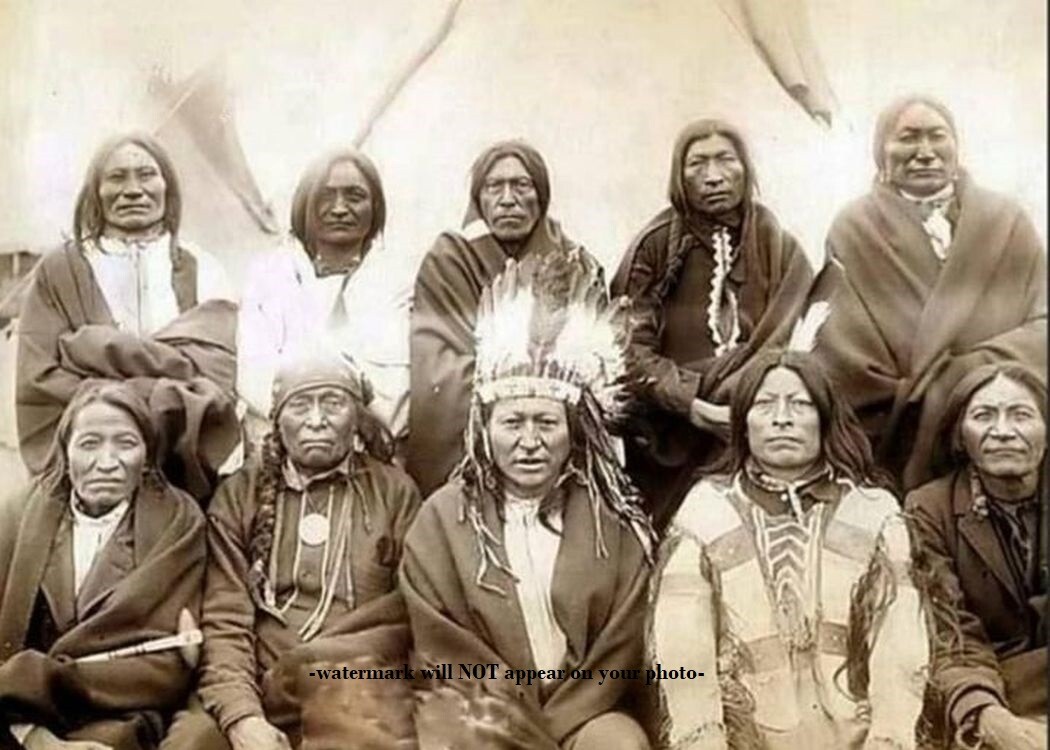 1891 Lakota Sioux Chiefs PHOTO Ended Indian Wars, Native American Chief Group 1891 Lakota Sioux Chiefs PHOTO Ended Indian Wars, Native American Chief Group