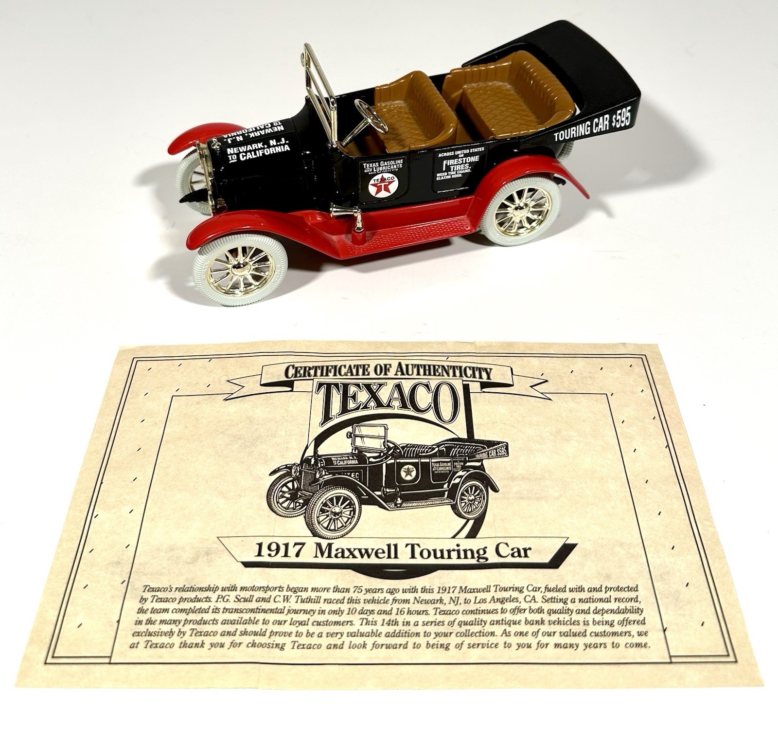 Texaco 1917 Maxwell Touring Car Coin Bank Ertl Collector Series 14 w/ Cert & Key Texaco 1917 Maxwell Touring Car Coin Bank Ertl Collector Series 14 w/ Cert & Key