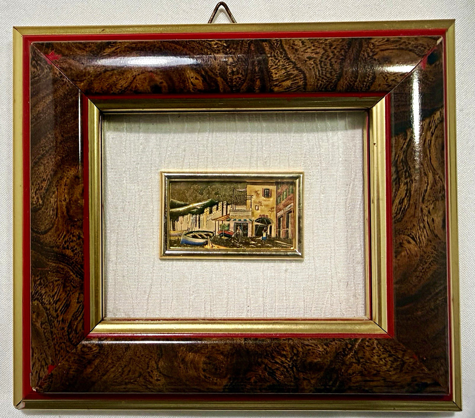 Vintage Creazioni Artistiche Serie Oro Miniature Gold Foil Painting Italy Framed Vintage Creazioni Artistiche Serie Oro Miniature Gold Foil Painting Italy Framed