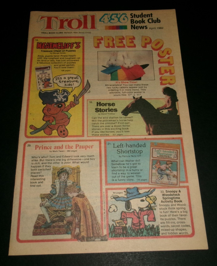 VTG April 1982 TROLL BOOK CLUBS Order Form *NICE* Heathcliff Snoopy Garfield + VTG April 1982 TROLL BOOK CLUBS Order Form *NICE* Heathcliff Snoopy Garfield +