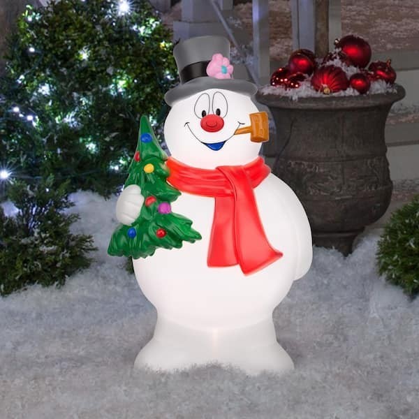 Gemmy 24in Lighted Blow Mold Frosty Snowman with Tree Christmas Decor G-882068 Gemmy 24in Lighted Blow Mold Frosty Snowman with Tree Christmas Decor G-882068