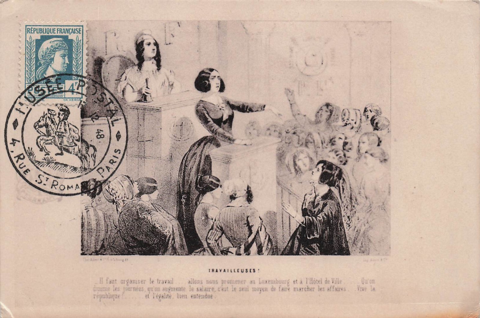 France 1848 Revolution Feminism Women Movement Sufragette 4x5.5" Postal Card K22 France 1848 Revolution Feminism Women Movement Sufragette 4x5.5" Postal Card K22