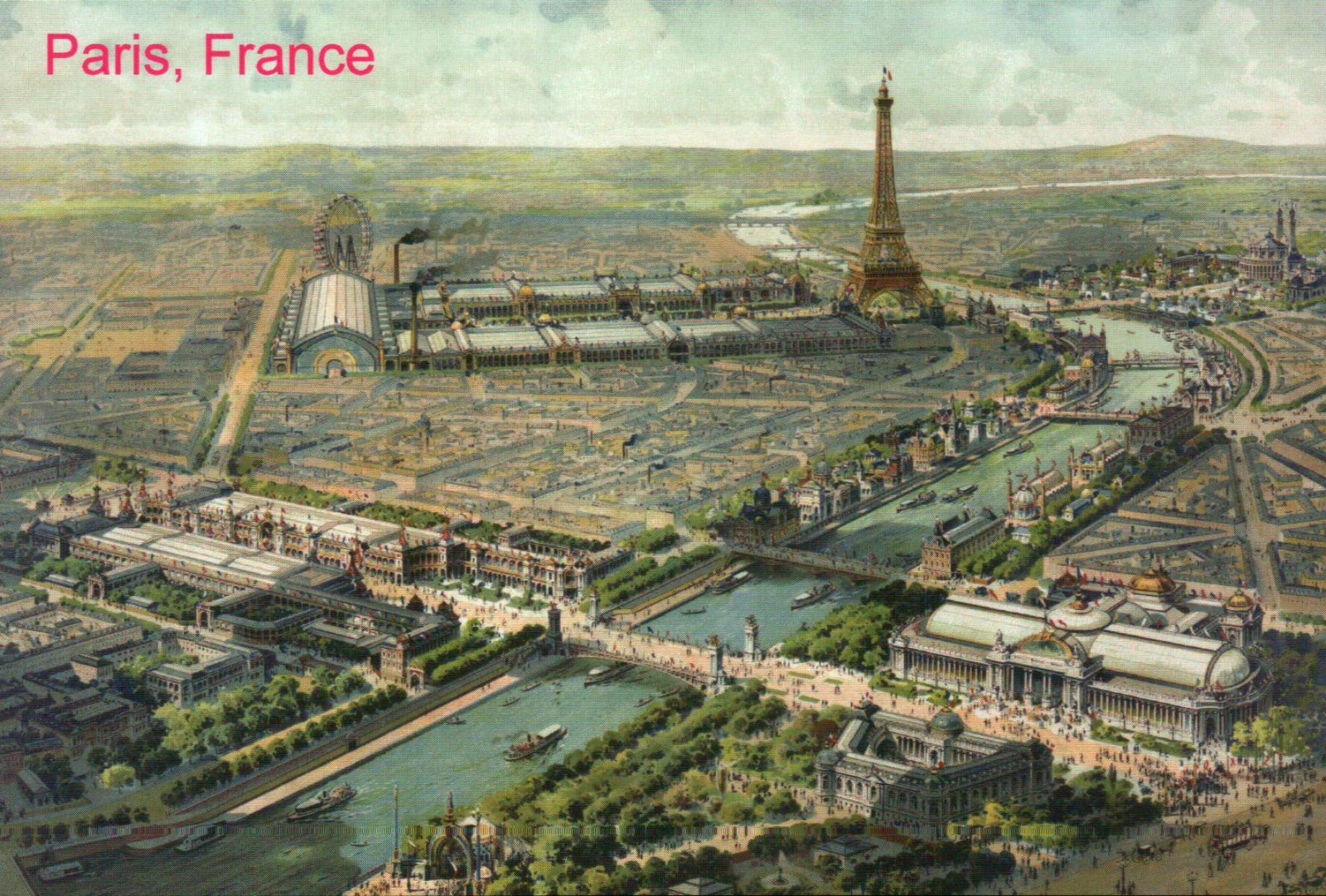 Paris France 1900, View of Exposition Universelle, Eiffel Tower etc. -- Postcard Paris France 1900, View of Exposition Universelle, Eiffel Tower etc. -- Postcard