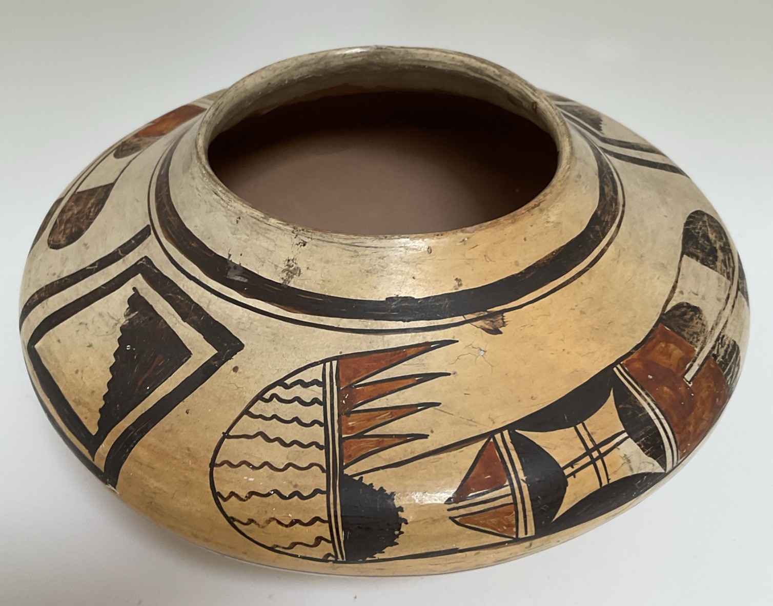 Early Native American Hopi Tewa Pot Jar Hand Made Hand Painted Old Pottery Early Native American Hopi Tewa Pot Jar Hand Made Hand Painted Old Pottery