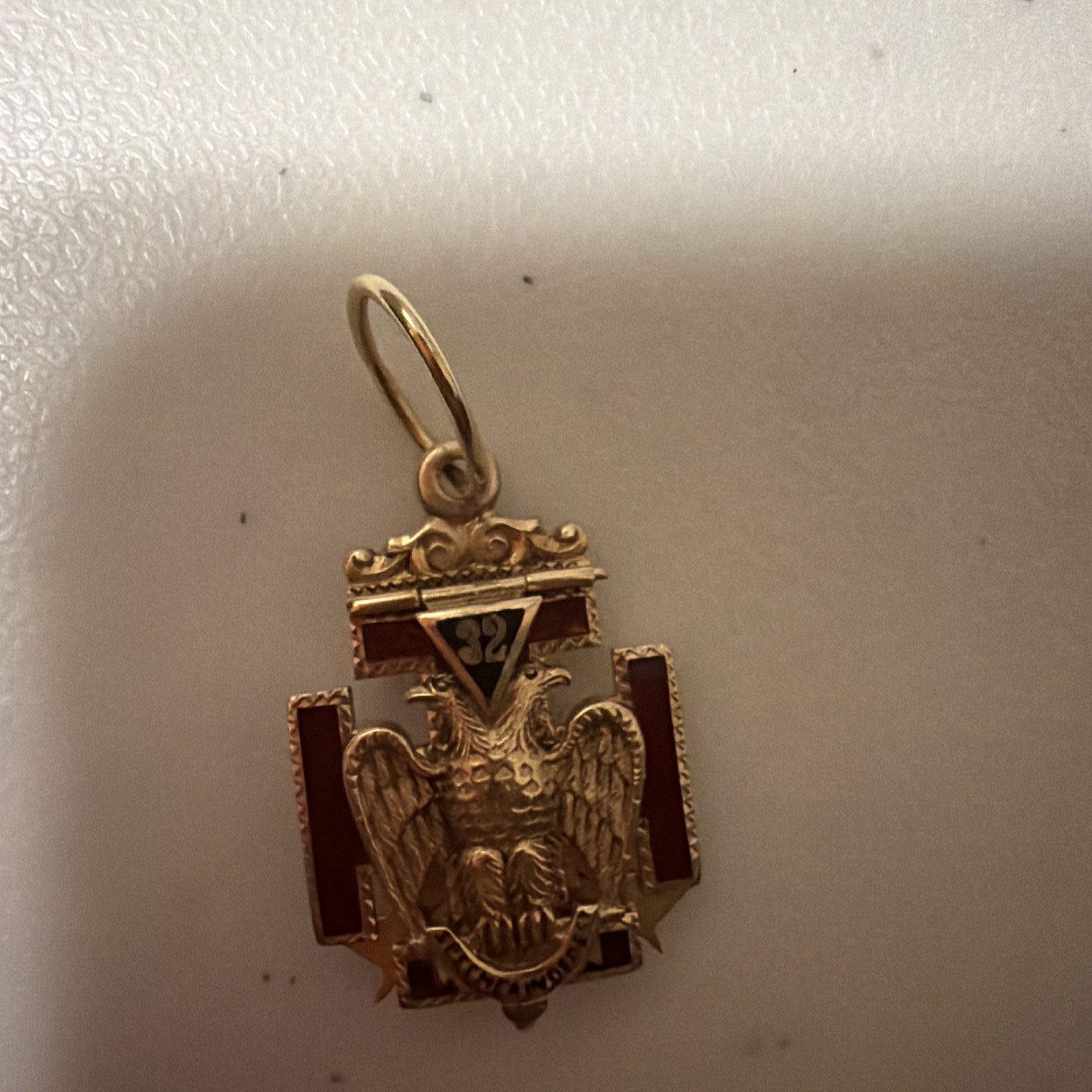 Vintage 14k Gold Masonic 32nd Degree Eagle Scottish Rite Hinged Pendant Fob 8.4g Vintage 14k Gold Masonic 32nd Degree Eagle Scottish Rite Hinged Pendant Fob 8.4g