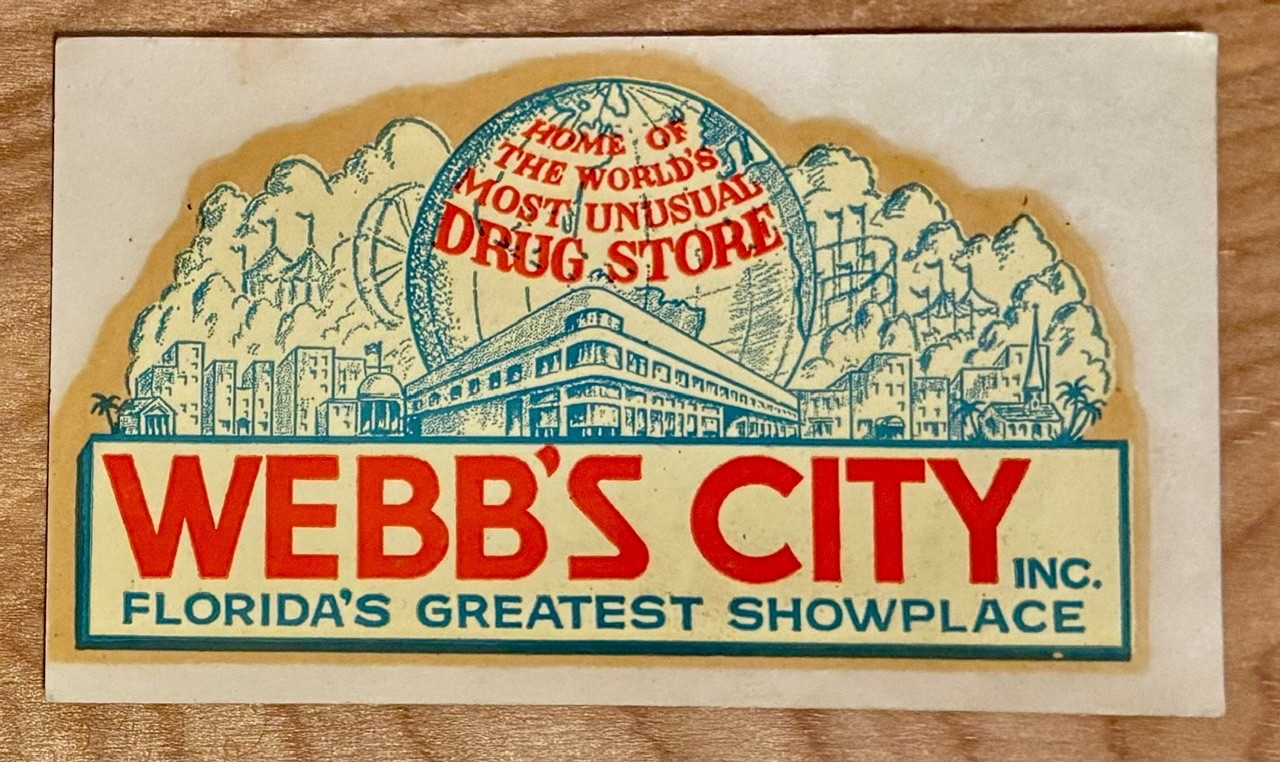 Vintage 1950s St. Petersburg Florida Webb's City Souvenir Decal