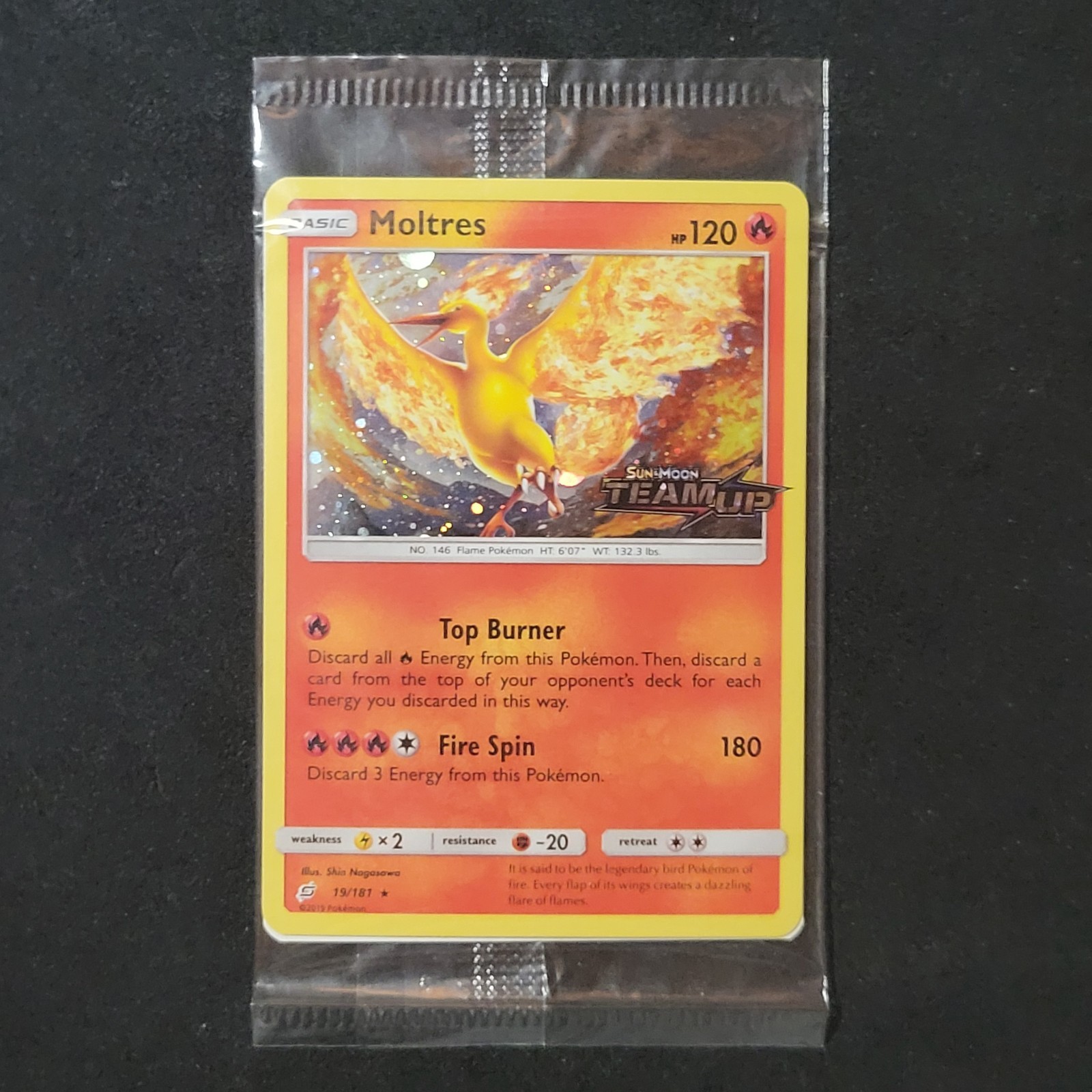 Pokemon Card Moltres 19/181 - Sun & Moon Team Up Stamped Sealed ENG Promo Pokemon Card Moltres 19/181 - Sun & Moon Team Up Stamped Sealed ENG Promo