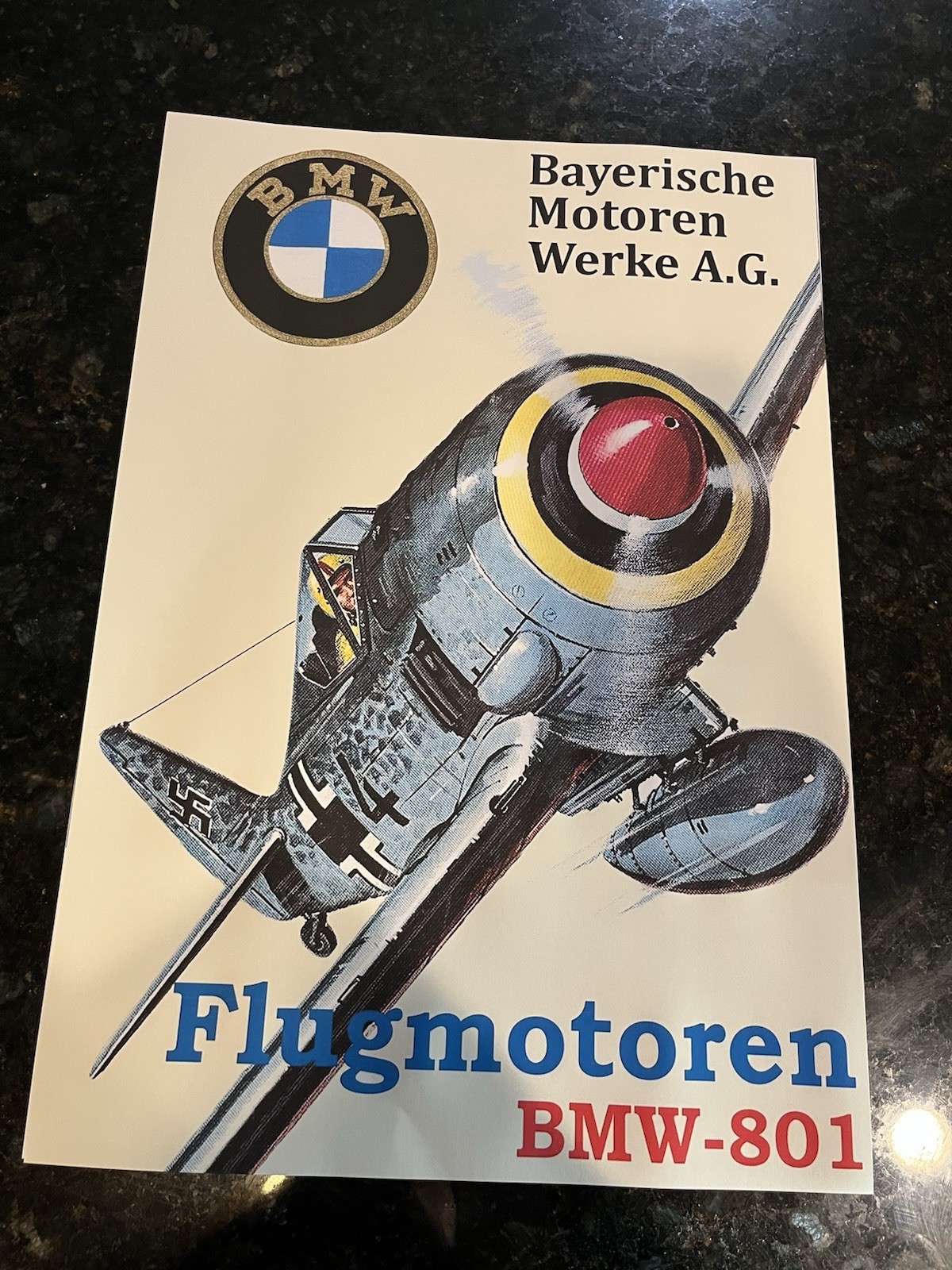 WWII WW2 Luftwaffe BMW Flugmotoren Aviation Motors Repro Print Poster WWII WW2 Luftwaffe BMW Flugmotoren Aviation Motors Repro Print Poster