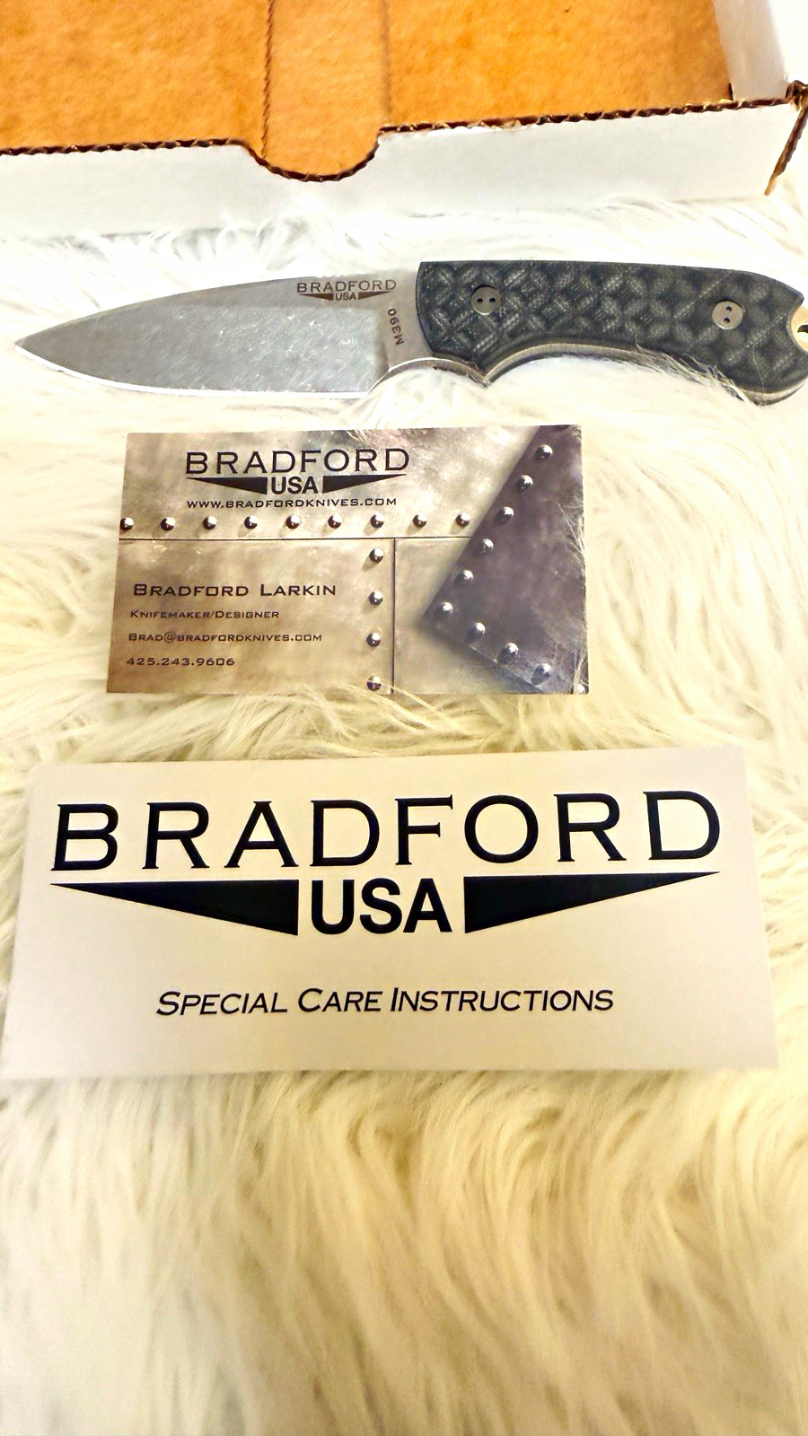Bradford USA Fixed Blade Knife Drop Point Stainless W/ Kydex Sheath Full Tang Bradford USA Fixed Blade Knife Drop Point Stainless W/ Kydex Sheath Full Tang