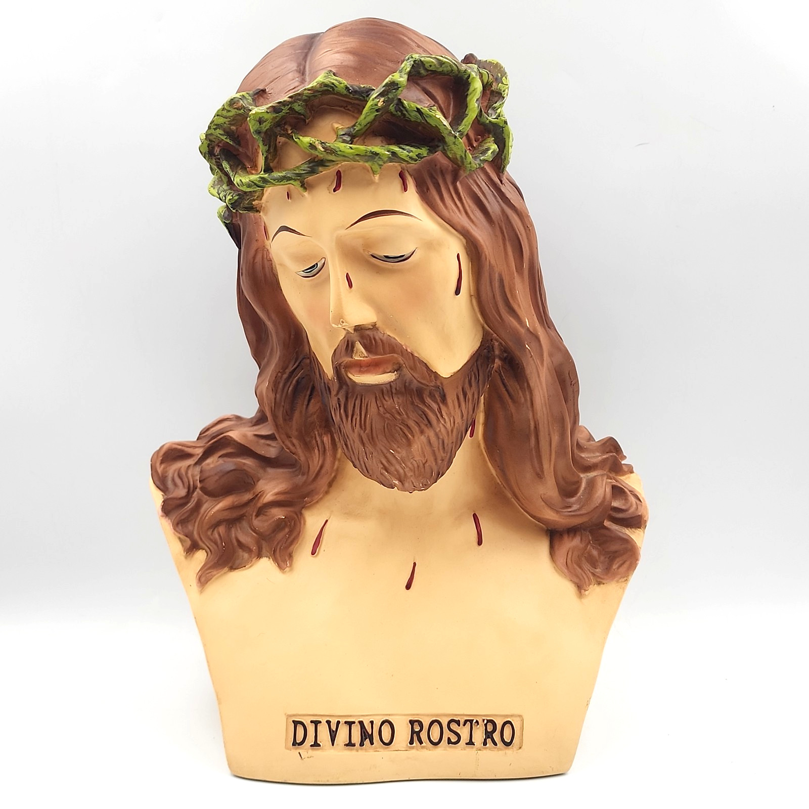 Jesus Christ Crown of Thorns Divino Rostro Resin Composite Religious Bust Jesus Christ Crown of Thorns Divino Rostro Resin Composite Religious Bust