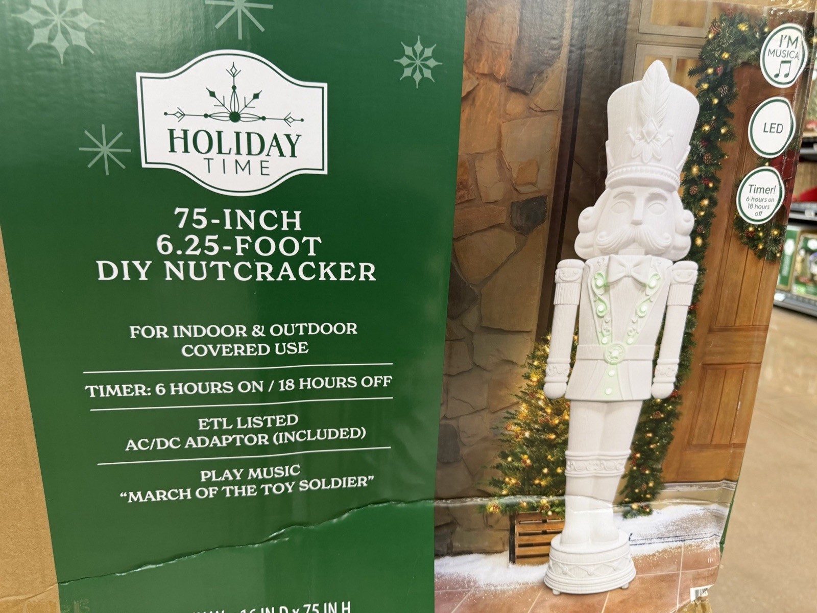 GIANT 6 FT Blow Mold Nutcracker Decoration DIY Paintable Light Up Animated Music