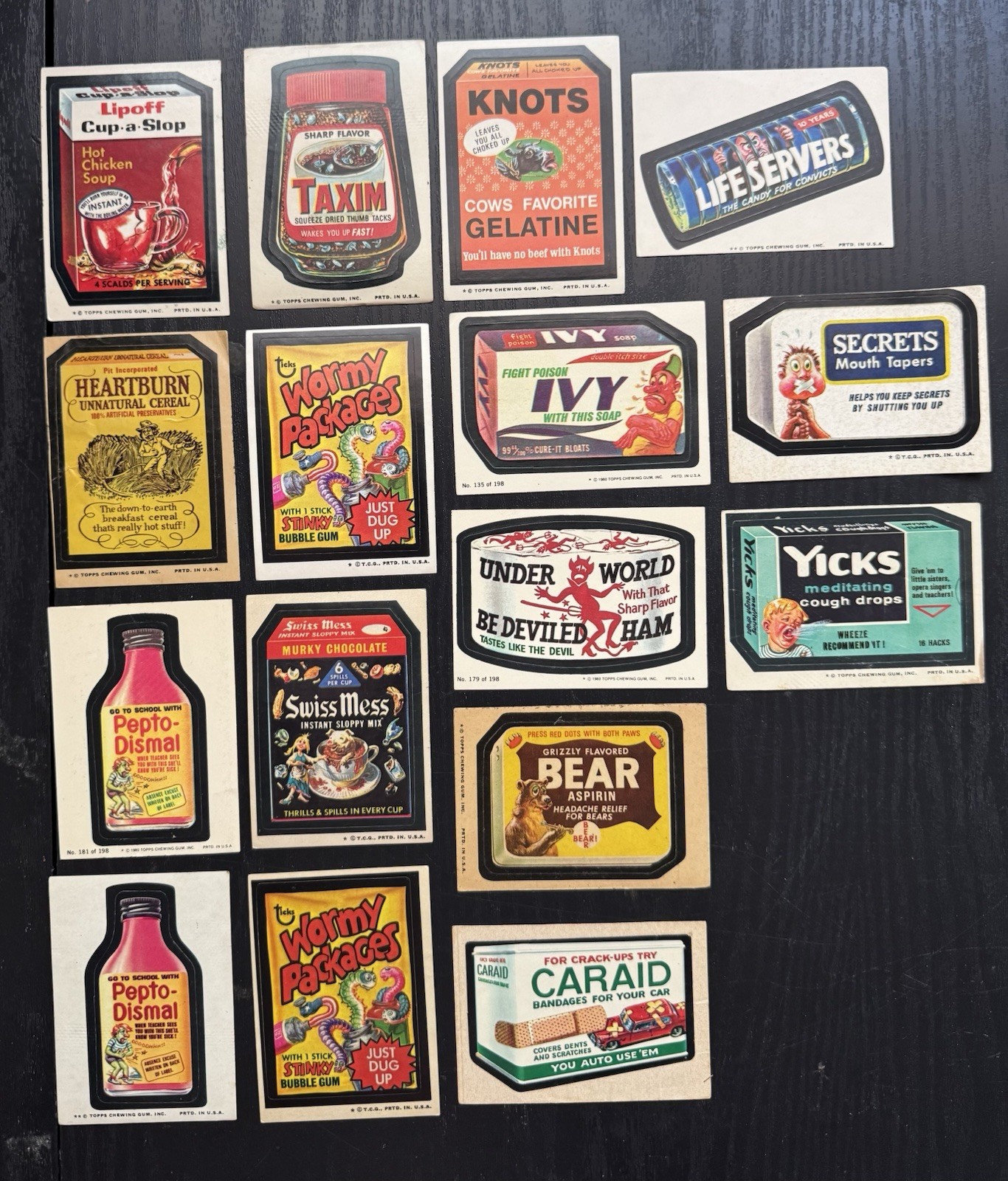 Vintage Topps Wacky Packages Lot 16 Mixed 1970s 1980 Tan Back Stickers
