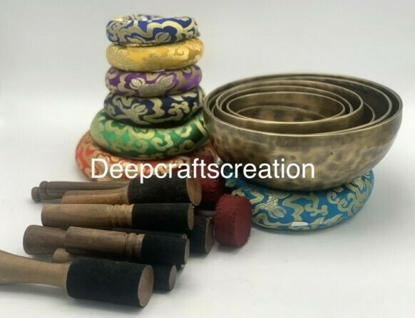 tiger antique Set of 7-seven chakra frequency tuned handmade bowl from Nepal tiger antique Set of 7-seven chakra frequency tuned handmade bowl from Nepal