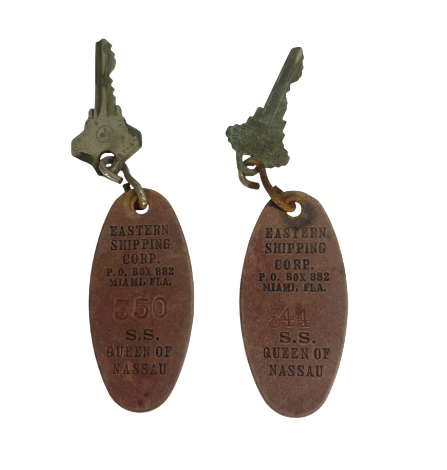 Vintage S.S. Queen of Nassau Ship Keys with Original Tags