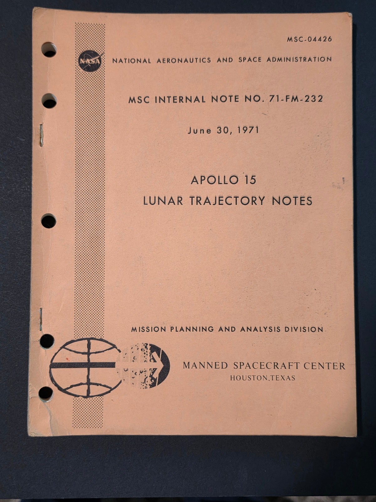 NASA Apollo 15 Lunar Trajectory Notes 1971 MSC Internal Mission Planning
