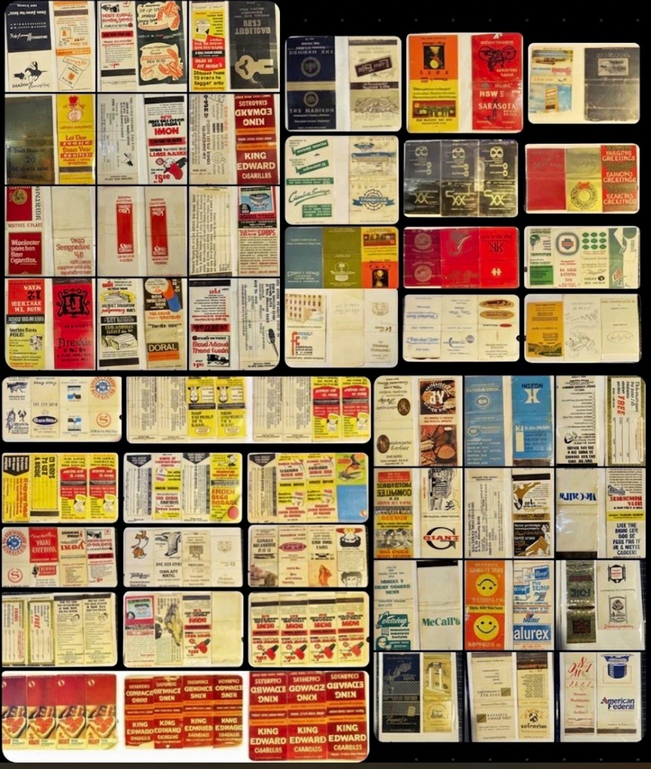 144 Vintage Advertising Matchbook Covers Flat No Matches Lot Hotels Restaurants