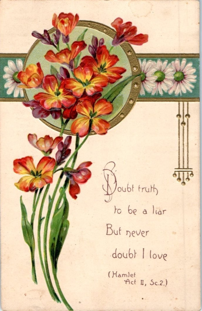 Vintage Victorian Postcard 1910 Never I Doubt I Love - Orange Flowers Vintage Victorian Postcard 1910 Never I Doubt I Love - Orange Flowers