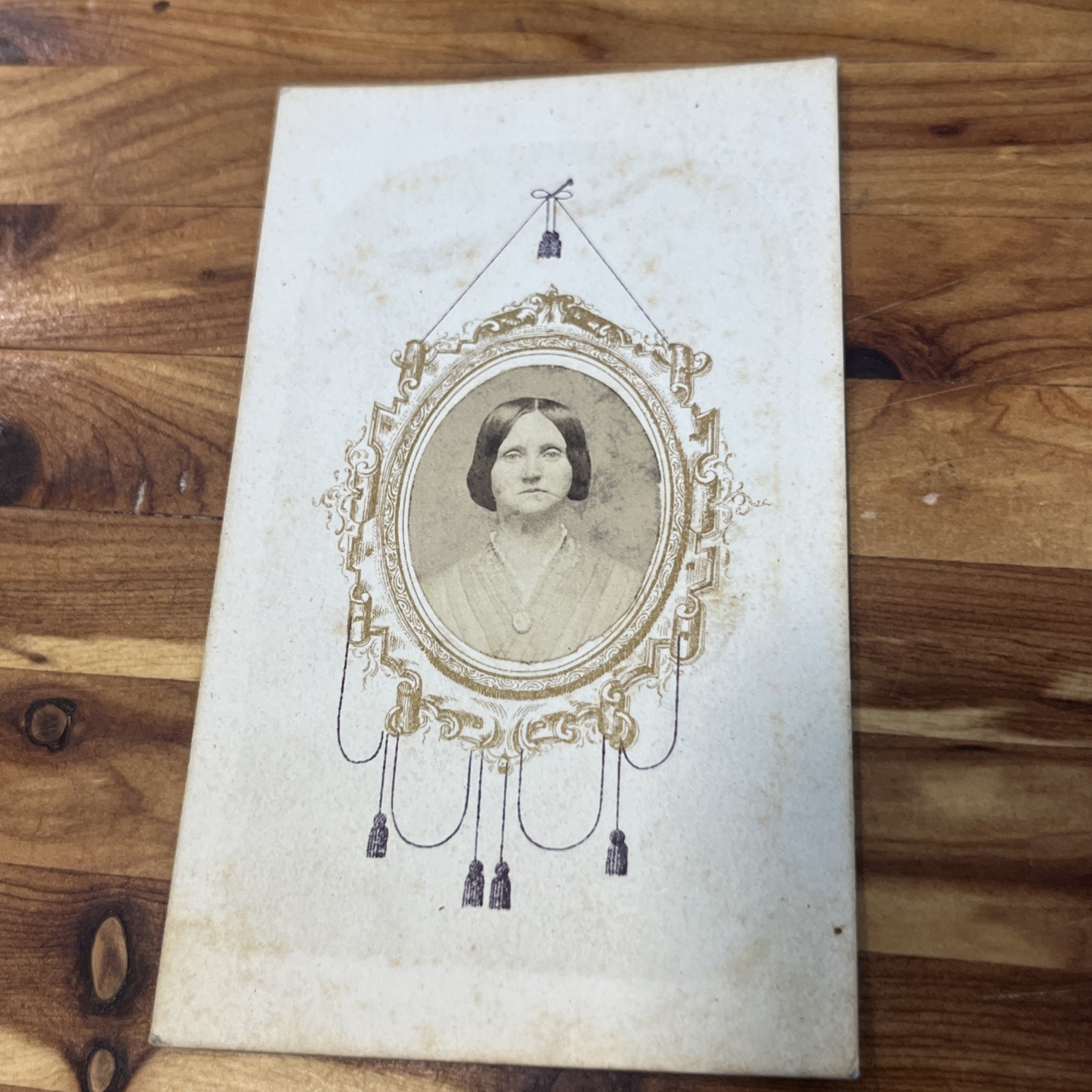 CDV Antique Photo Woman Civil War Era Scrolled Background CDV Antique Photo Woman Civil War Era Scrolled Background