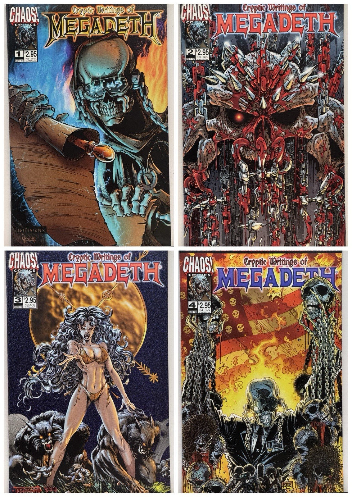 Chaos - Megadeth (Cryptic Writings of) # 1, 2, 3, 4 (1997) Complete Series - VF+ Chaos - Megadeth (Cryptic Writings of) # 1, 2, 3, 4 (1997) Complete Series - VF+