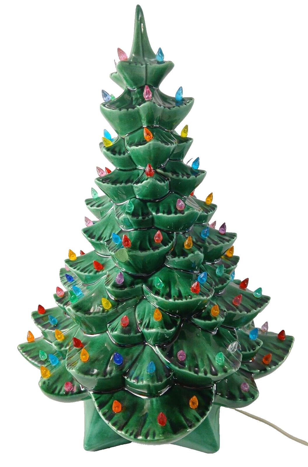 Vintage 1976 Lighted Ceramic Christmas Tree 18" With Base & Bulb BEAUTIFUL Clean Vintage 1976 Lighted Ceramic Christmas Tree 18" With Base & Bulb BEAUTIFUL Clean