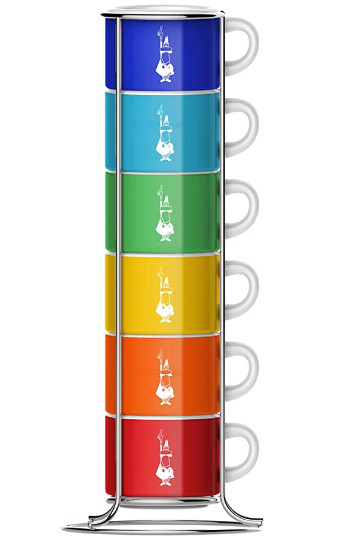 BIALETTI SET 6 ESPRESSO CUPS COLOR STACKABLE TAZZ110 .NEW IN BOX. BIALETTI SET 6 ESPRESSO CUPS COLOR STACKABLE TAZZ110 .NEW IN BOX.