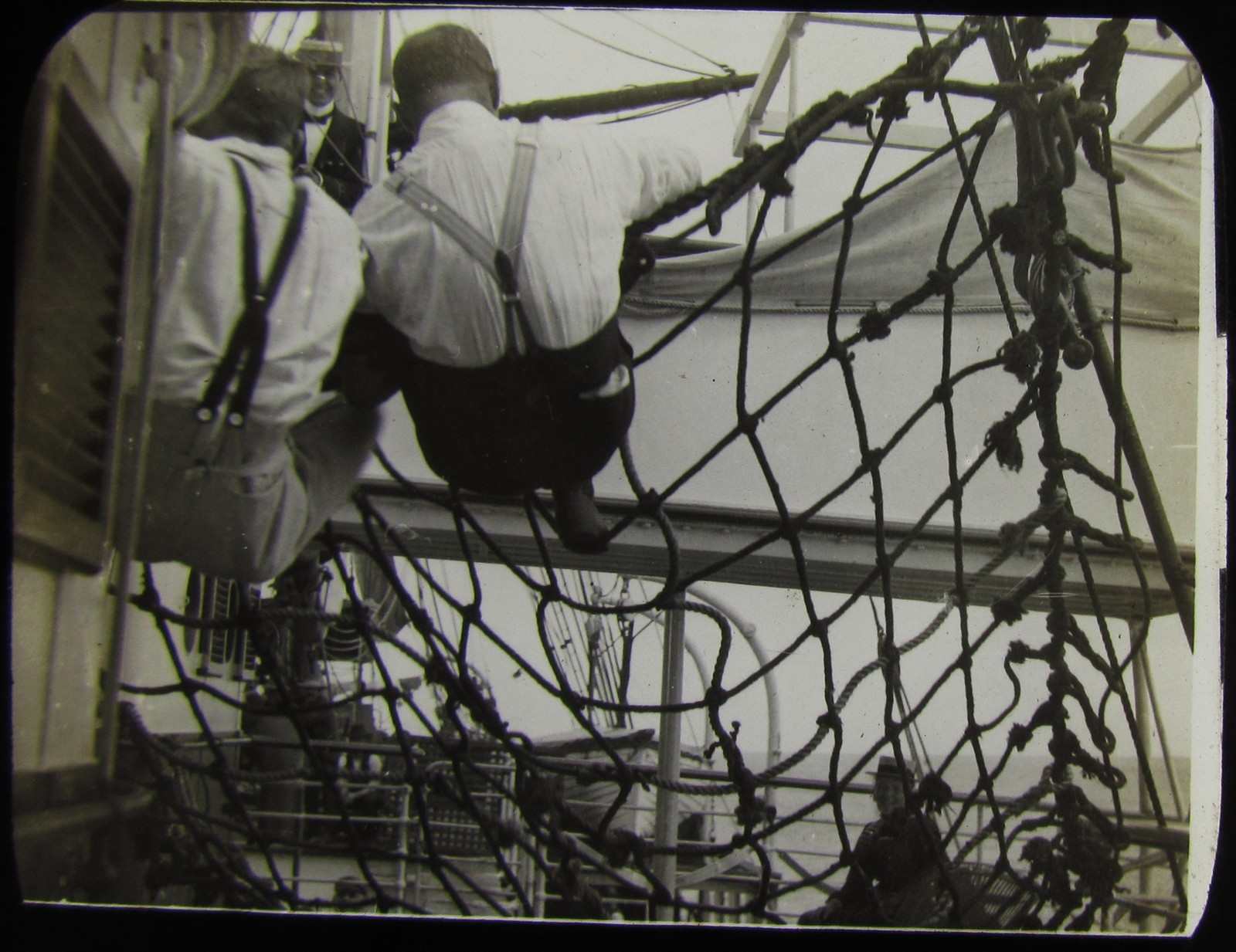 Glass Magic Lantern Slide OBSTACLE RACE OVER RIGGING ON SHIP C1900 PHOTO Glass Magic Lantern Slide OBSTACLE RACE OVER RIGGING ON SHIP C1900 PHOTO