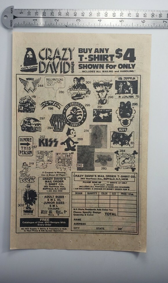 Vintage Crazy David Tshirts Print Advertisement Vintage Crazy David Tshirts Print Advertisement