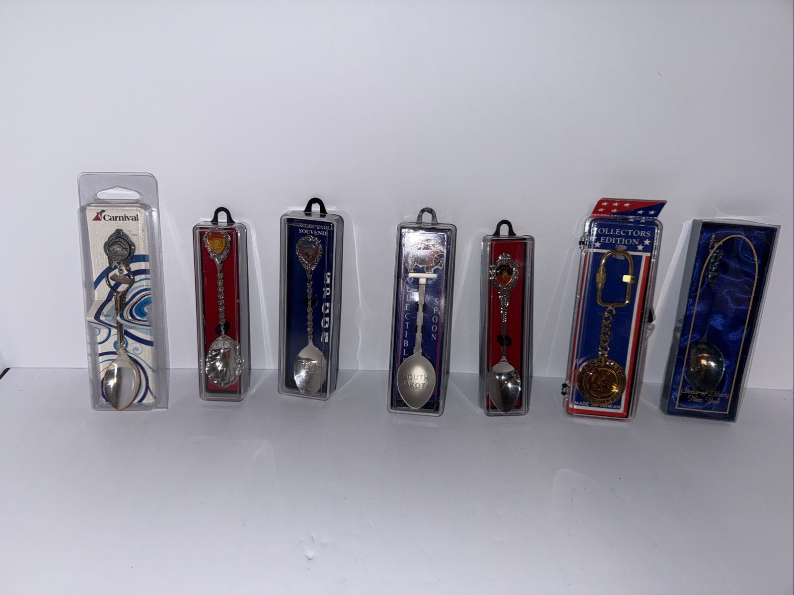 Vintage Lot of 7 Vacation Collector Spoons Sterling Pewter NIB New Vintage Lot of 7 Vacation Collector Spoons Sterling Pewter NIB New