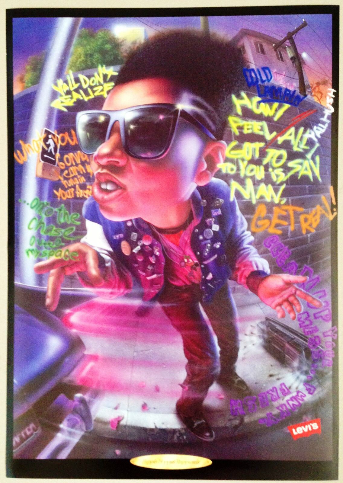 *Original* 1990 LEVI'S WILD CREATURES Rapper HIP-HOP RAP Poster ADVERTISING